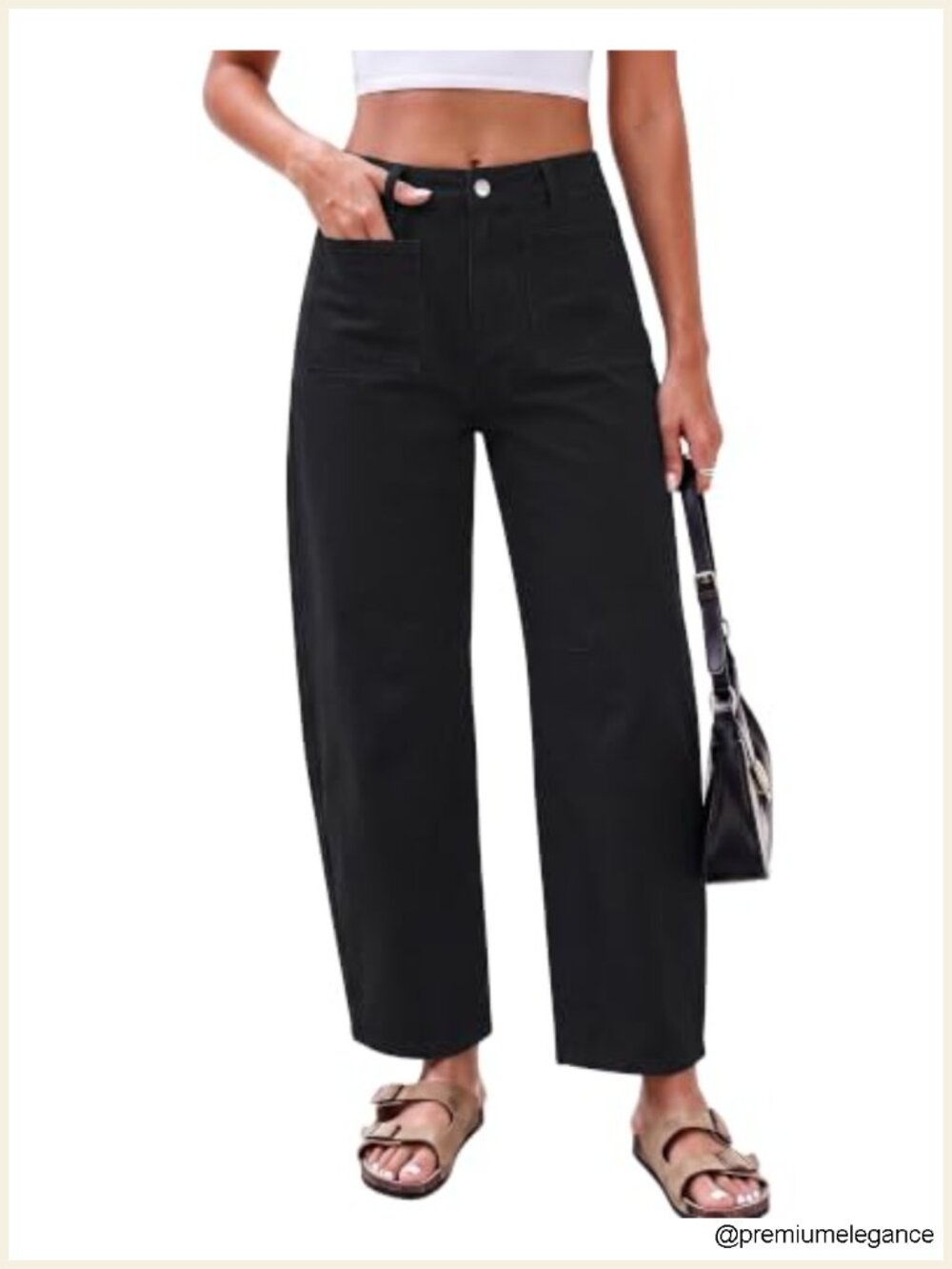 High Waisted Barrel Jeans for Women Trendy Cropped Patch Pocket Baggy Stretch